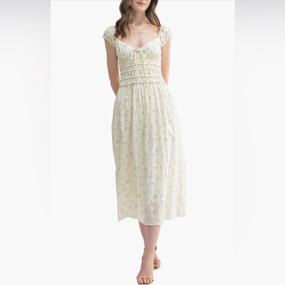 All in Favor Dresses & Skirts - ALL IN FAVOR Floral print Swiss Dot Midi Dress